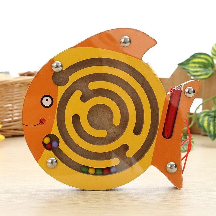 Children Puzzle Toy Wooden Magnetic Small Size Animal Maze