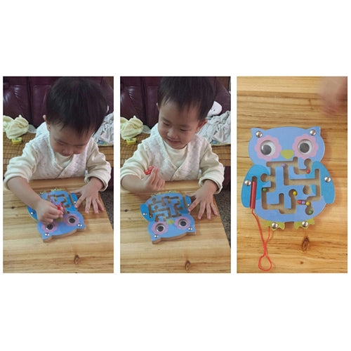 Children Puzzle Toy Wooden Magnetic Small Size Animal Maze