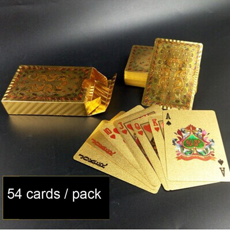 Creative Frosted Mosaic Gold Double Dragon Kung Hei Fat Choy Back Texture Plastic From Vegas to Macau Playing Cards Texas Poker Novelty Collection Gift