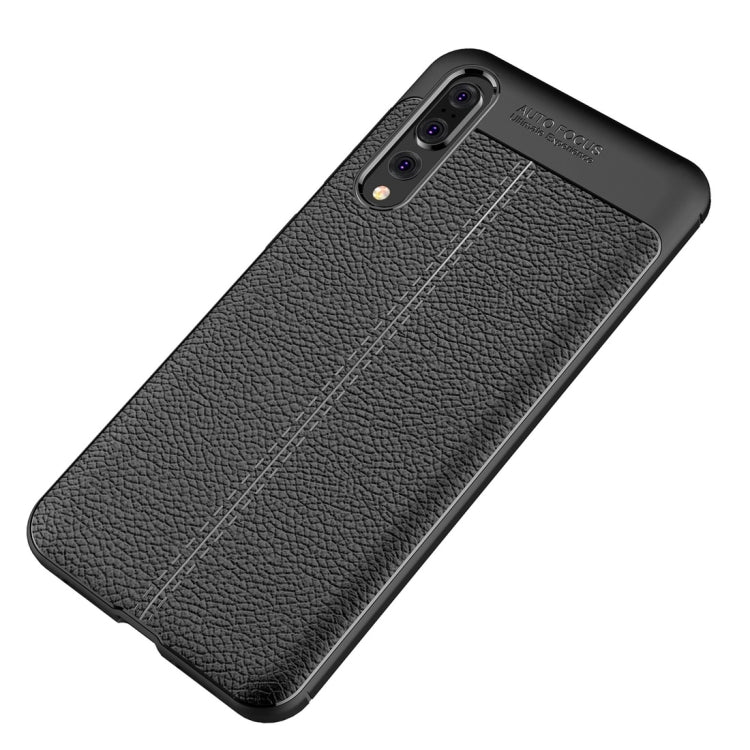 For Huawei P20 Pro Litchi Texture Soft TPU Protective Back Cover Case(Black)