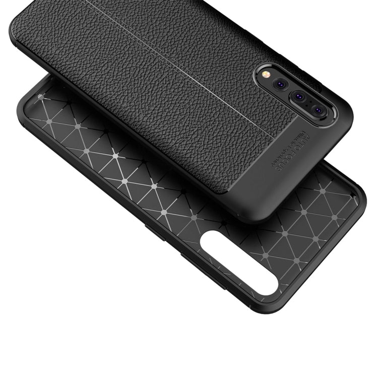 For Huawei P20 Pro Litchi Texture Soft TPU Protective Back Cover Case(Black)