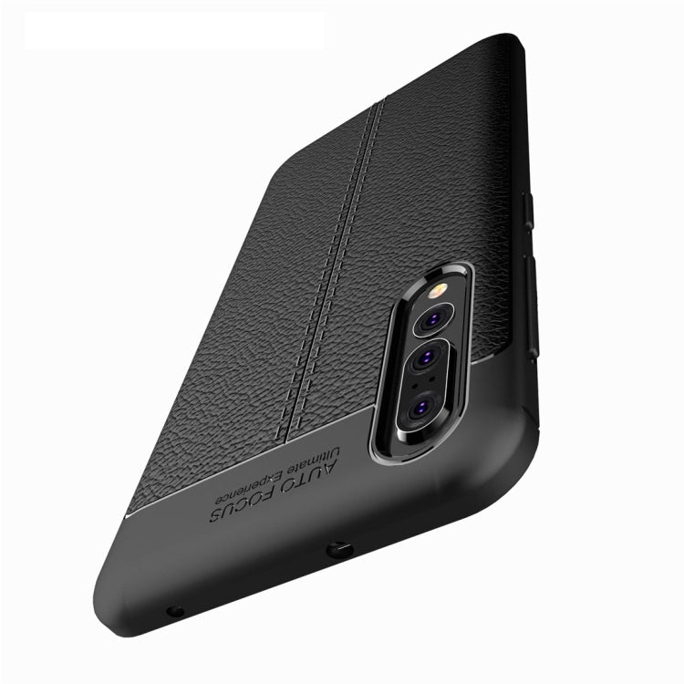 For Huawei P20 Pro Litchi Texture Soft TPU Protective Back Cover Case(Black)