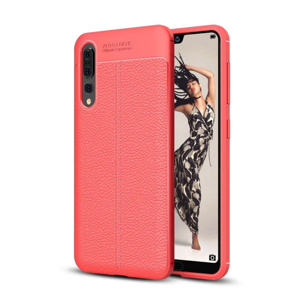 For Huawei P20 Pro Litchi Texture Soft TPU Protective Back Cover Case(Red)