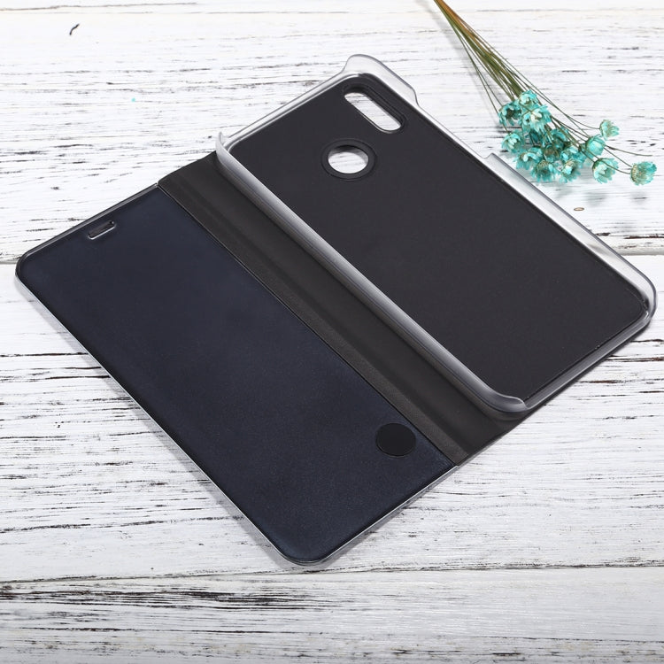 For Huawei P20 Lite Electroplating Mirror Horizontal Flip Leather Case with Holder (Black)