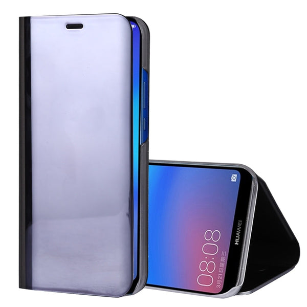 For Huawei P20 Lite Electroplating Mirror Horizontal Flip Leather Case with Holder (Black)