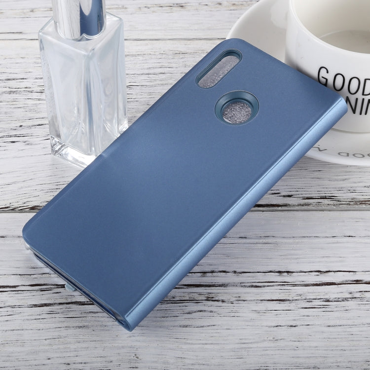 For Huawei P20 Lite Electroplating Mirror Horizontal Flip Leather Case with Holder (Blue)