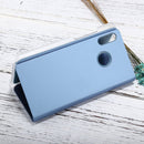For Huawei P20 Lite Electroplating Mirror Horizontal Flip Leather Case with Holder (Blue)