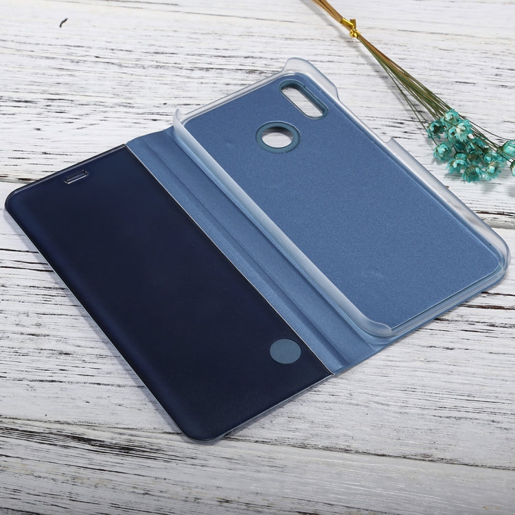 For Huawei P20 Lite Electroplating Mirror Horizontal Flip Leather Case with Holder (Blue)