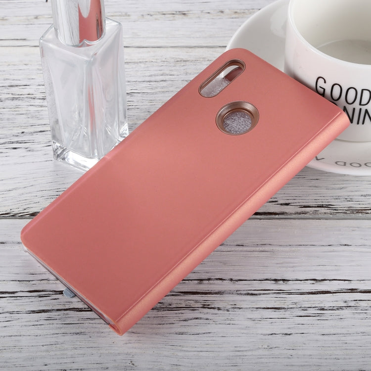 For Huawei P20 Lite Electroplating Mirror Horizontal Flip Leather Case with Holder (Rose Gold)