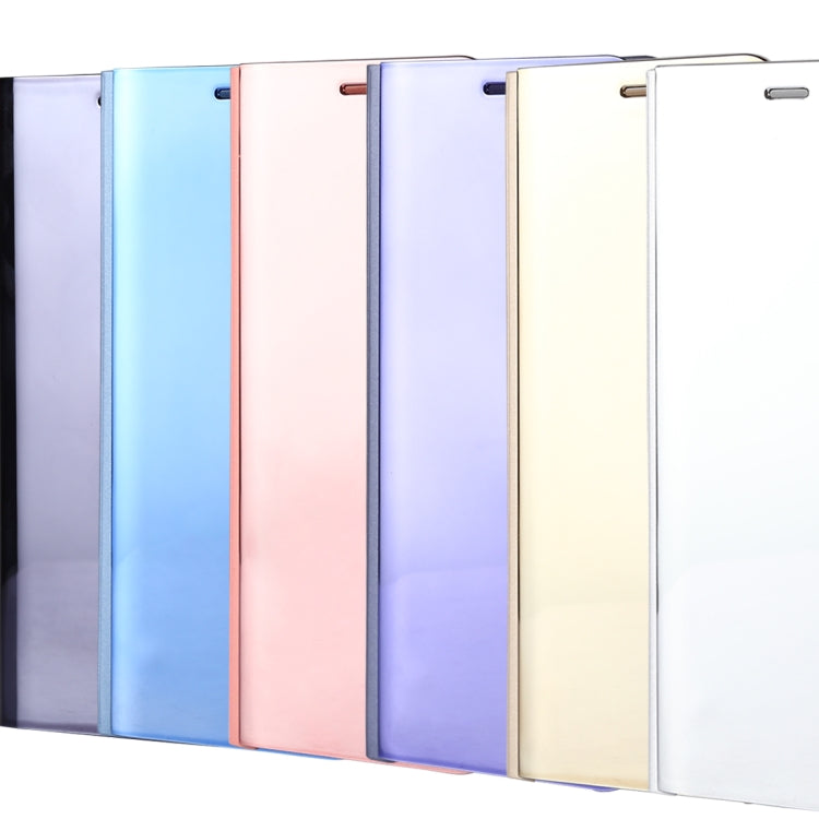 For Huawei P20 Lite Electroplating Mirror Horizontal Flip Leather Case with Holder (Blue)