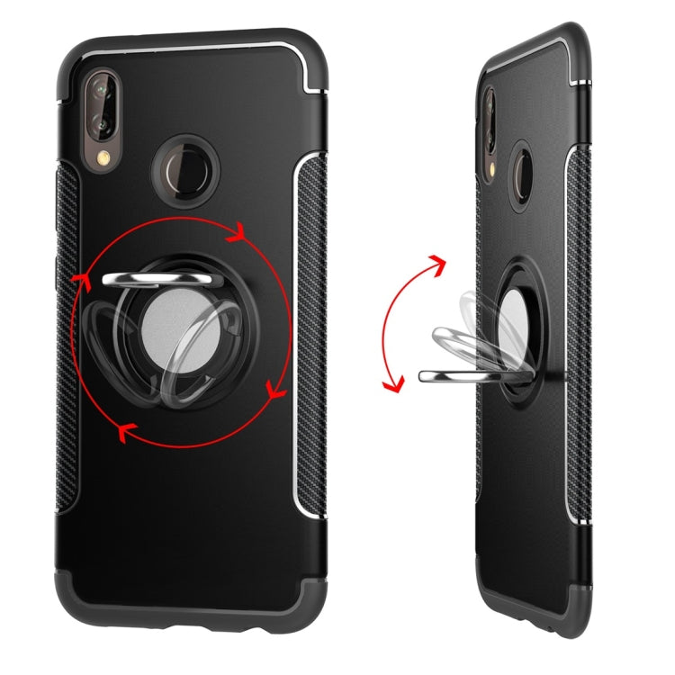 For Huawei P20 Lite Magnetic 360 Degree Rotation Ring Armor Protective Case Back Cover Case(Red)