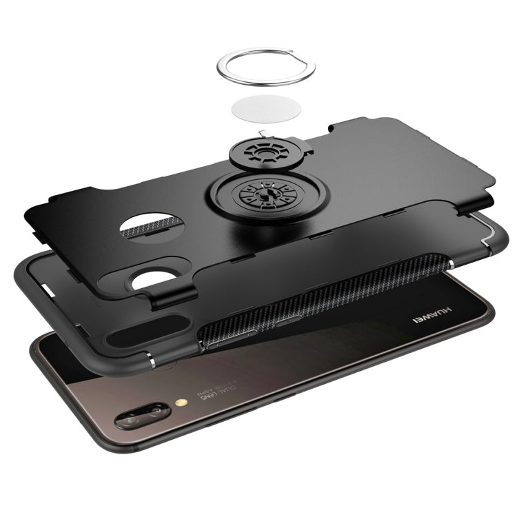 For Huawei P20 Lite Magnetic 360 Degree Rotation Ring Armor Protective Case Back Cover Case(Red)