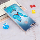 For Huawei Enjoy 7S / P Smart Noctilucent Blue Butterfly Pattern TPU Soft Case