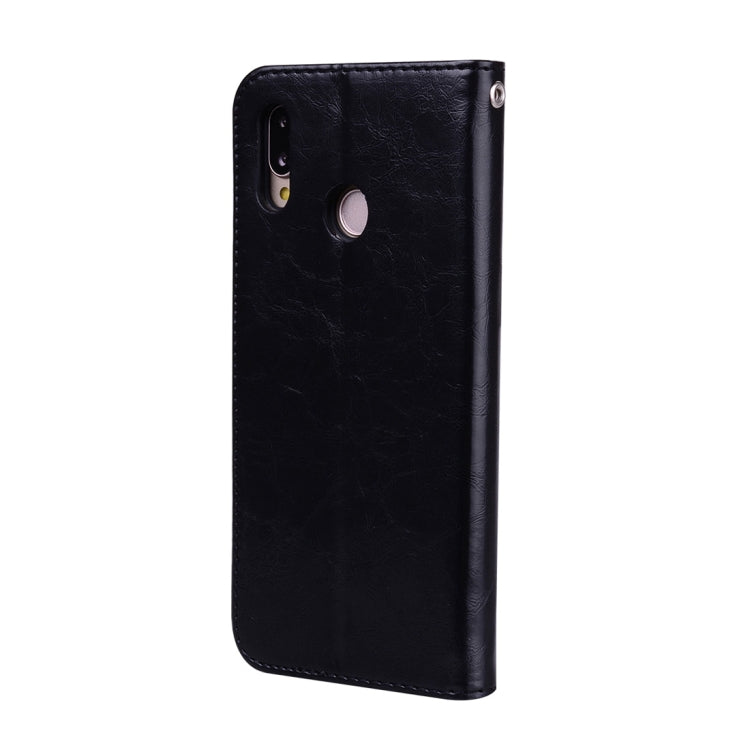 For Huawei P20 Lite Business Style Oil Wax Texture Horizontal Flip Leather Case with Holder & Card Slots & Wallet(Black)
