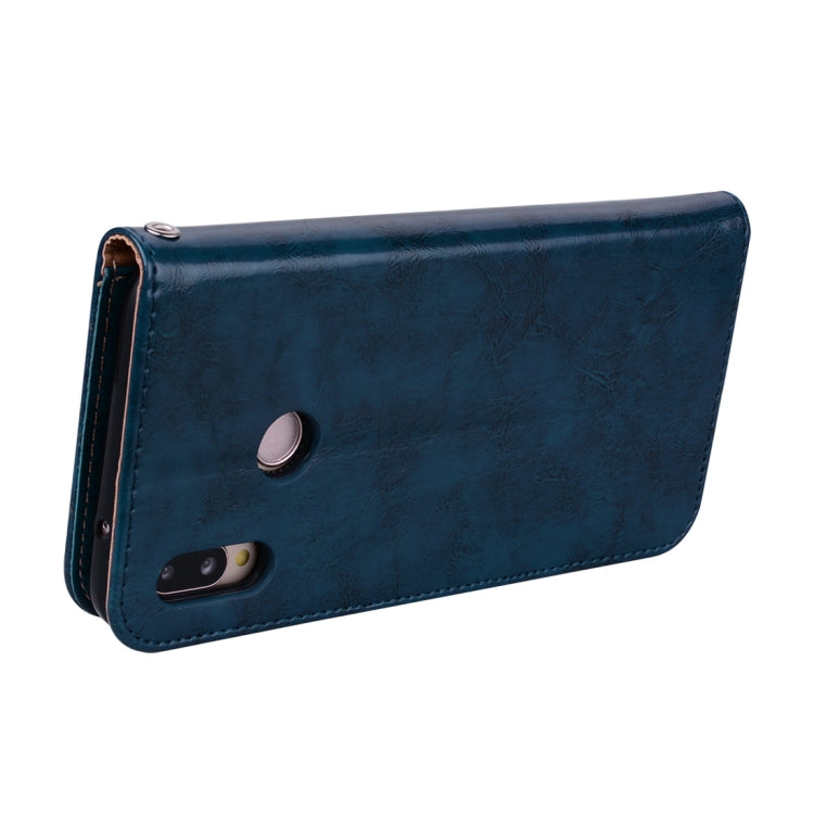 For Huawei P20 Lite Business Style Oil Wax Texture Horizontal Flip Leather Case with Holder & Card Slots & Wallet(Blue)