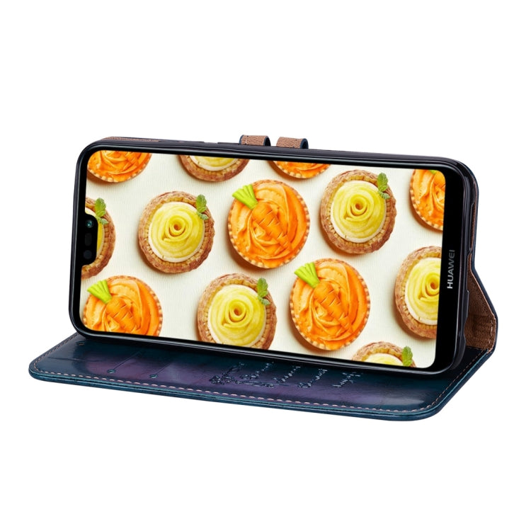 For Huawei P20 Lite Business Style Oil Wax Texture Horizontal Flip Leather Case with Holder & Card Slots & Wallet(Blue)