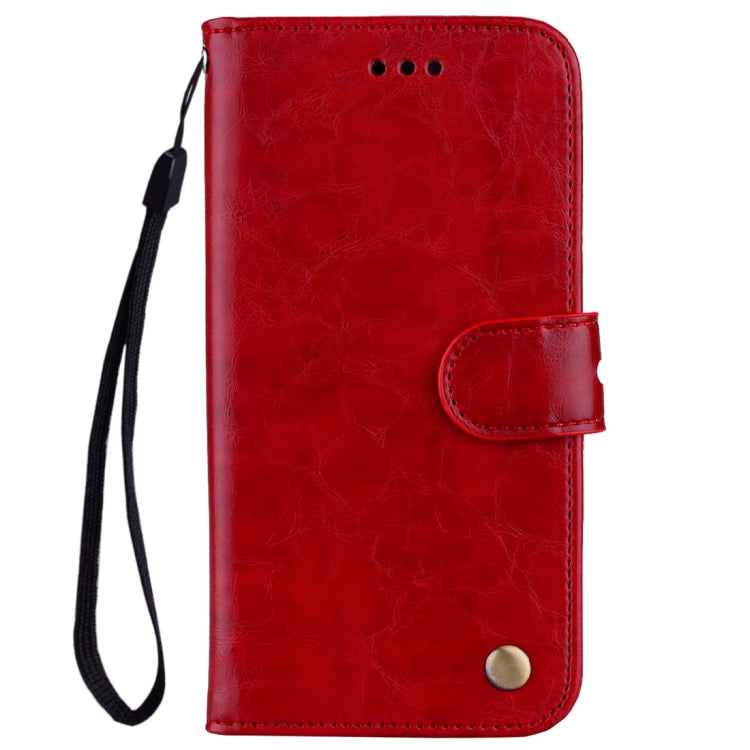 For Huawei P20 Lite Business Style Oil Wax Texture Horizontal Flip Leather Case with Holder & Card Slots & Wallet(Red)