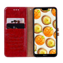 For Huawei P20 Lite Business Style Oil Wax Texture Horizontal Flip Leather Case with Holder & Card Slots & Wallet(Red)