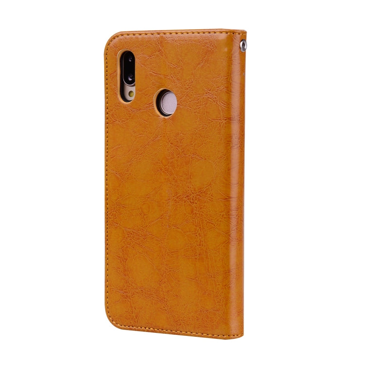 For Huawei P20 Lite Business Style Oil Wax Texture Horizontal Flip Leather Case with Holder & Card Slots & Wallet(Brown)