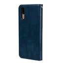 For Huawei P20 Business Style Oil Wax Texture Horizontal Flip Leather Case with Holder & Card Slots & Wallet(Blue)