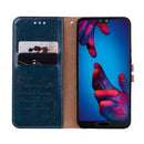 For Huawei P20 Business Style Oil Wax Texture Horizontal Flip Leather Case with Holder & Card Slots & Wallet(Blue)
