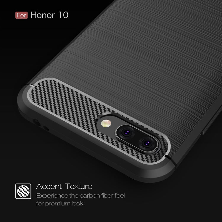 Brushed Texture Carbon Fiber Shockproof TPU Case for Huawei Honor 10(Black)