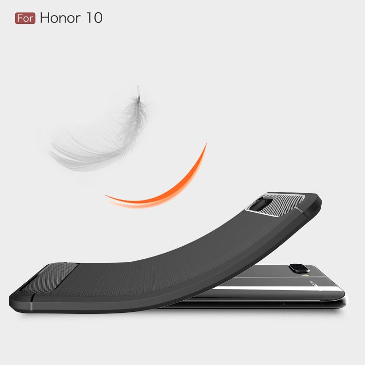 Brushed Texture Carbon Fiber Shockproof TPU Case for Huawei Honor 10(Black)