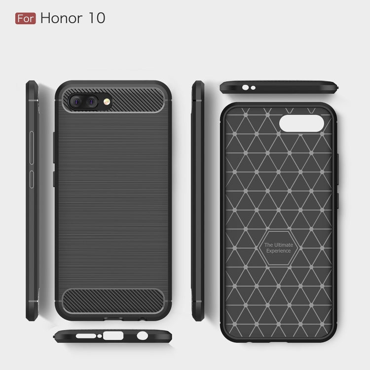 Brushed Texture Carbon Fiber Shockproof TPU Case for Huawei Honor 10(Navy Blue)