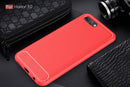 Brushed Texture Carbon Fiber Shockproof TPU Case for Huawei Honor 10(Red)