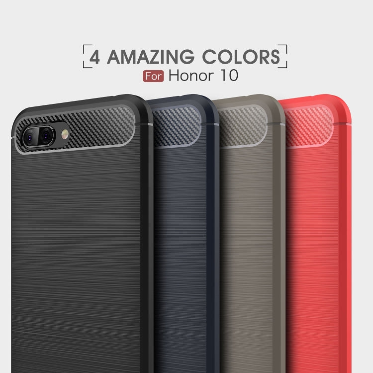 Brushed Texture Carbon Fiber Shockproof TPU Case for Huawei Honor 10(Navy Blue)