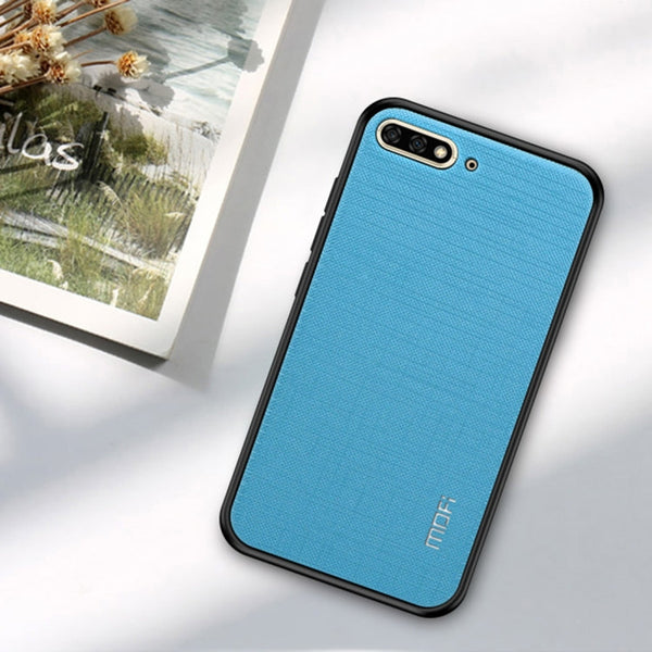 MOFI Anti-slip Full Coverage PC + TPU + Cloth Protective Back Case for Huawei Y6 2018(Blue)