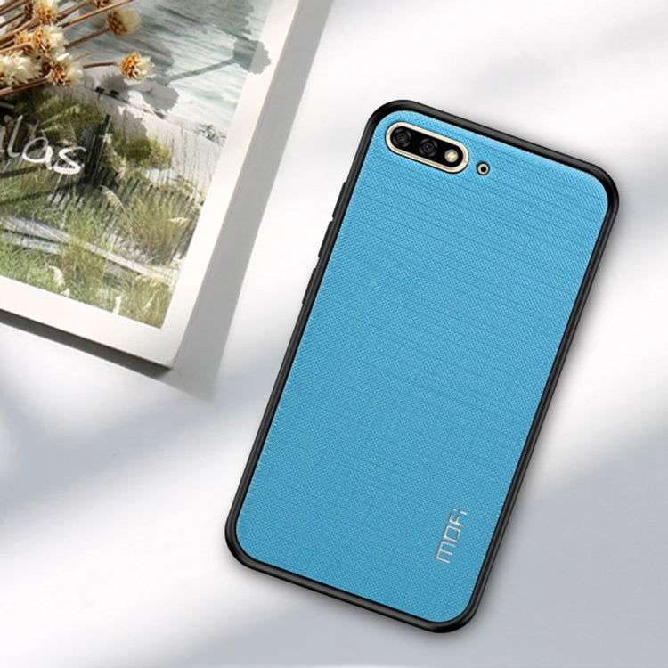 MOFI Anti-slip Full Coverage PC + TPU + Cloth Protective Back Case for Huawei Y6 2018(Blue)