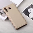 Curved Streamer Plating Shockproof Leather Case for Huawei Honor 10 Lite / P Smart (2019), with Holder & Sleep / Wake-up Function (Gold)