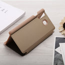 Curved Streamer Plating Shockproof Leather Case for Huawei Honor 10 Lite / P Smart (2019), with Holder & Sleep / Wake-up Function (Gold)