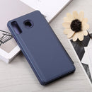 Curved Streamer Plating Shockproof Leather Case for Huawei Honor 10 Lite / P Smart (2019), with Holder & Sleep / Wake-up Function (Blue)