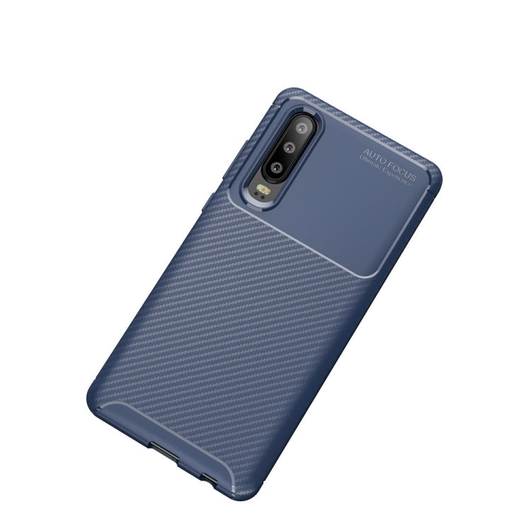 Carbon Fiber Texture Shockproof TPU Case for Huawei P30 (Blue)