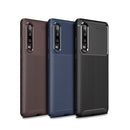 Carbon Fiber Texture Shockproof TPU Case for Huawei P30 (Brown)