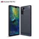 Brushed Texture Carbon Fiber Shockproof TPU Case for Huawei P30 Pro (Navy Blue)