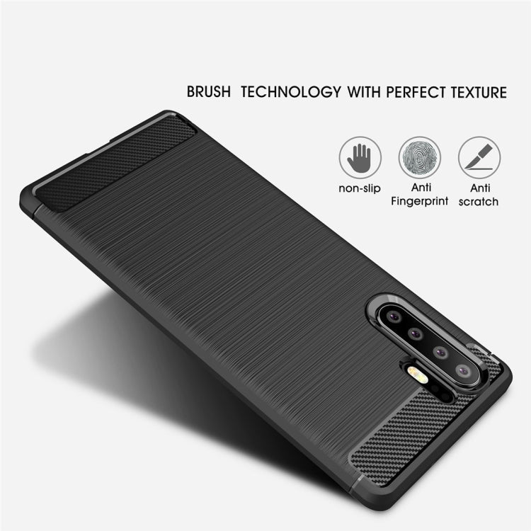 Brushed Texture Carbon Fiber Shockproof TPU Case for Huawei P30 Pro (Red)