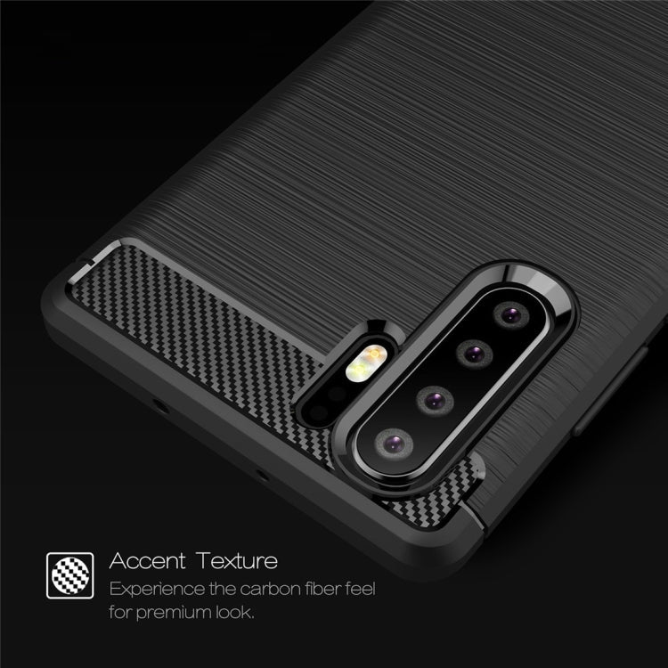 Brushed Texture Carbon Fiber Shockproof TPU Case for Huawei P30 Pro (Red)