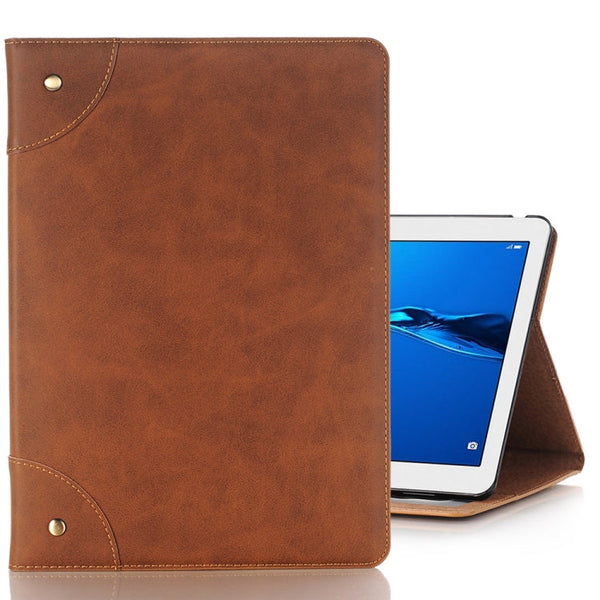 For Huawei MediaPad M3 Lite 10 Vintage Book Style Horizontal Flip Environmental PU Leather Case with Holder & Card Slots & Wallet & Photo Frame(Brown)