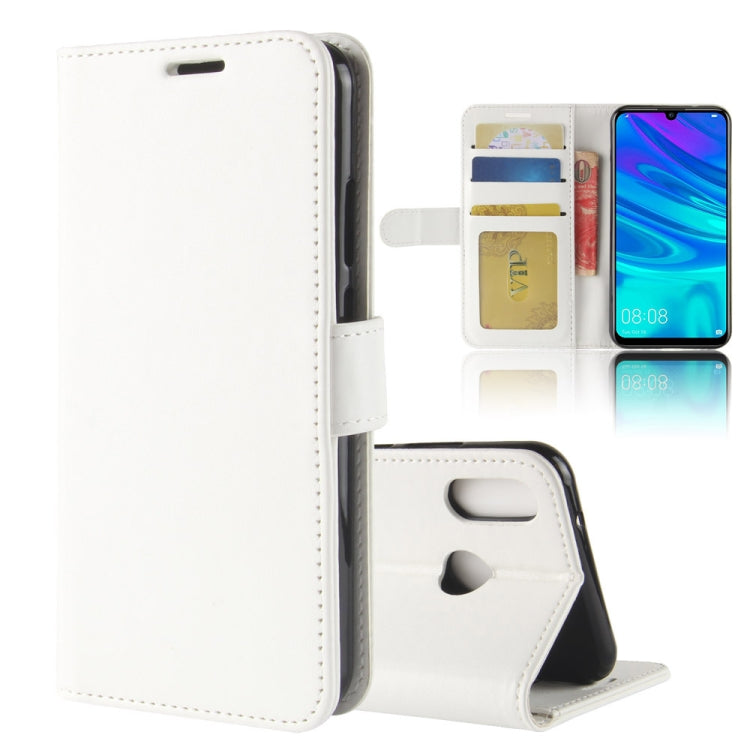 R64 Texture Single Fold Horizontal Flip Leather Case for Huawei P30 Lite, with Holder & Wallet & Card Slots & Photo Frame (White)