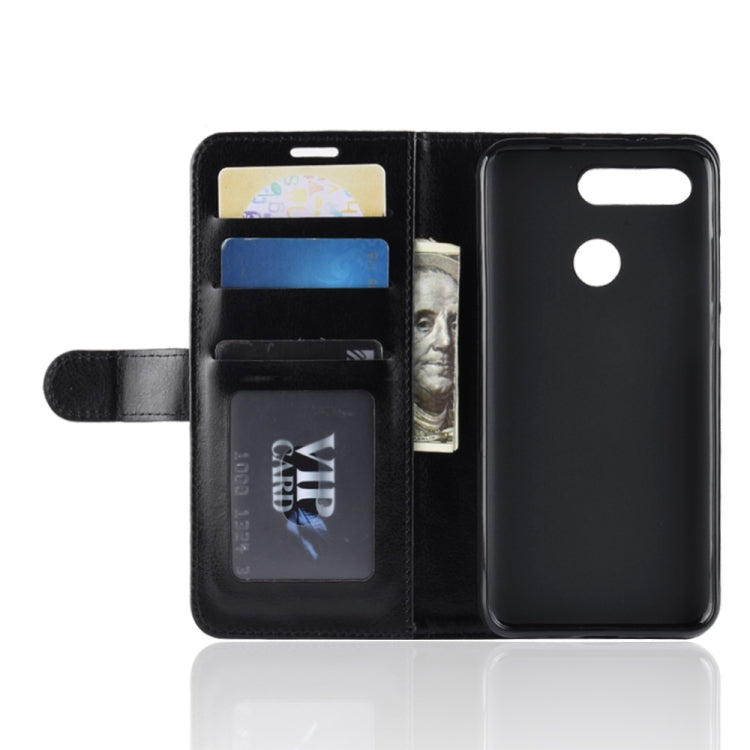 R64 Texture Single Fold Horizontal Flip Leather Case for Huawei Honor View 20, with Holder & Wallet & Card Slots & Photo Frame(Black)