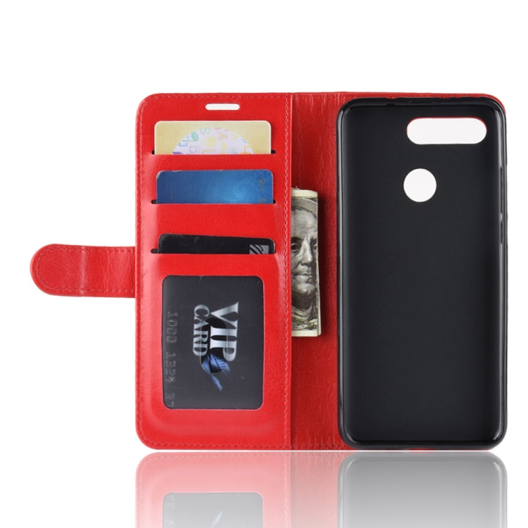 R64 Texture Single Fold Horizontal Flip Leather Case for Huawei Honor View 20, with Holder & Wallet & Card Slots & Photo Frame(Red)