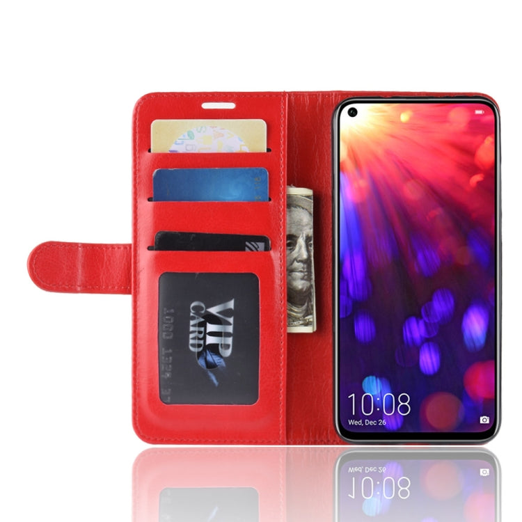 R64 Texture Single Fold Horizontal Flip Leather Case for Huawei Honor View 20, with Holder & Wallet & Card Slots & Photo Frame(Red)