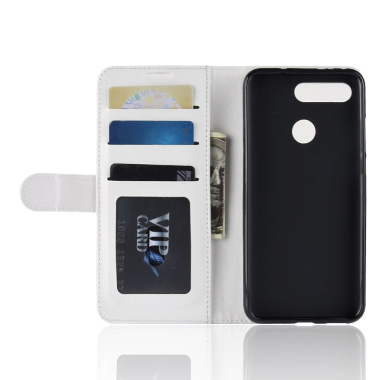 R64 Texture Single Fold Horizontal Flip Leather Case for Huawei Honor View 20, with Holder & Wallet & Card Slots & Photo Frame(White)