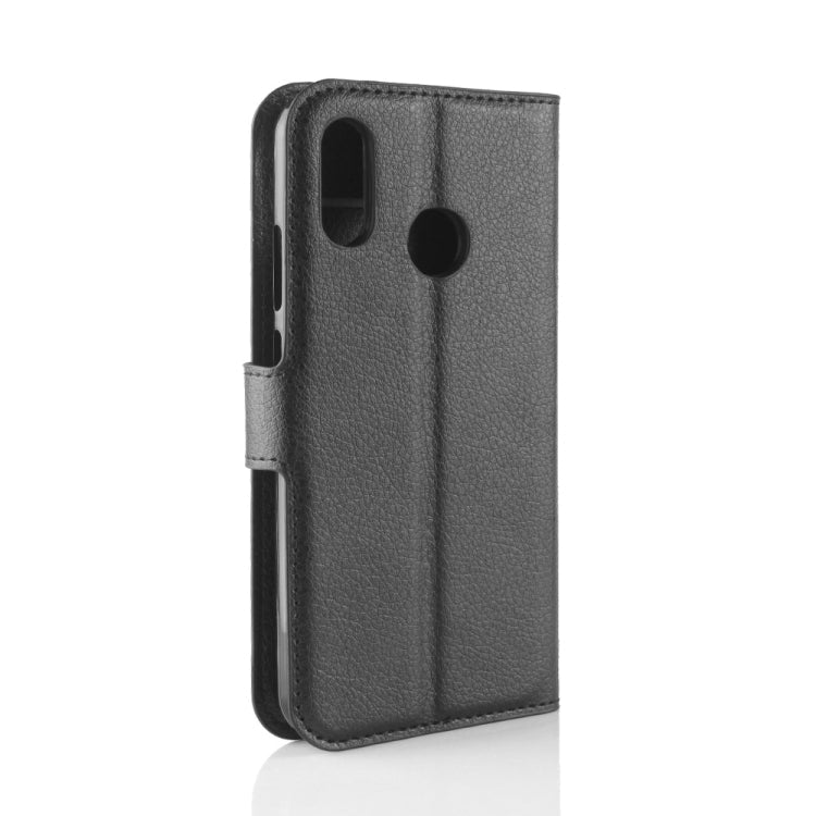 Litchi Texture Horizontal Flip Leather Case for Huawei Y7 2019, with Wallet & Holder & Card Slots (Black)
