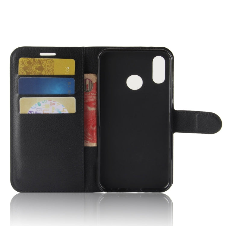Litchi Texture Horizontal Flip Leather Case for Huawei Y7 2019, with Wallet & Holder & Card Slots (Black)
