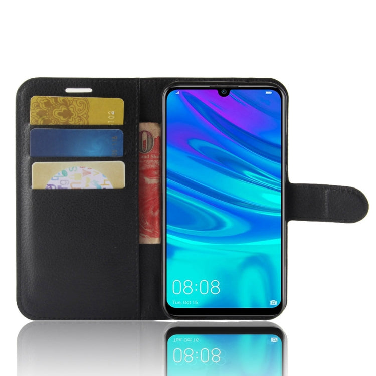 Litchi Texture Horizontal Flip Leather Case for Huawei Y7 2019, with Wallet & Holder & Card Slots (Black)