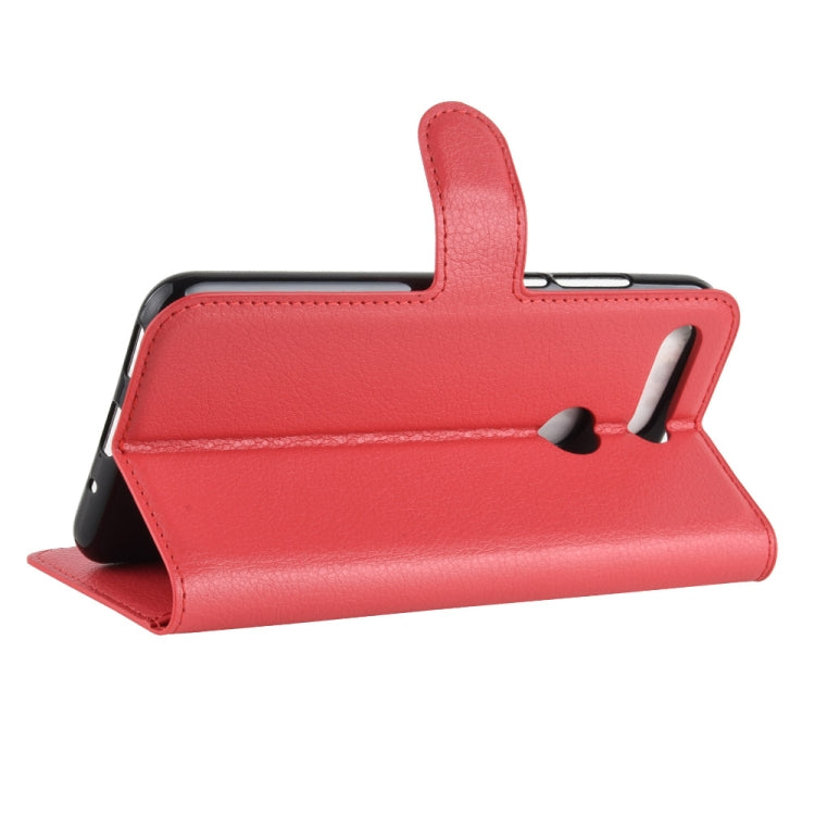 Litchi Texture Horizontal Flip Leather Case for Huawei Honor View 20, with Wallet & Holder & Card Slots (Red)